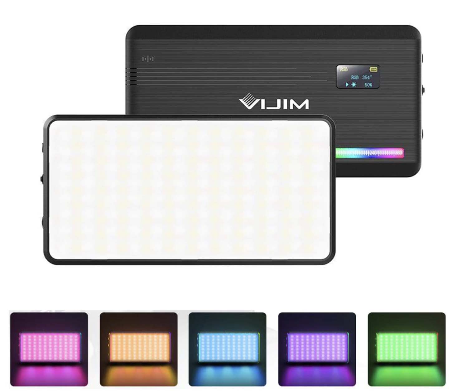 Ulanzi VIJIM VL196 RGB LED Video Light with Adjustable Stand, Dimmable 2500K-9000K Full Color 20 Lighting Effect Modes Camera LED Lights, Portable Photography Lighting with Softbox and Honeycomb Frame. 