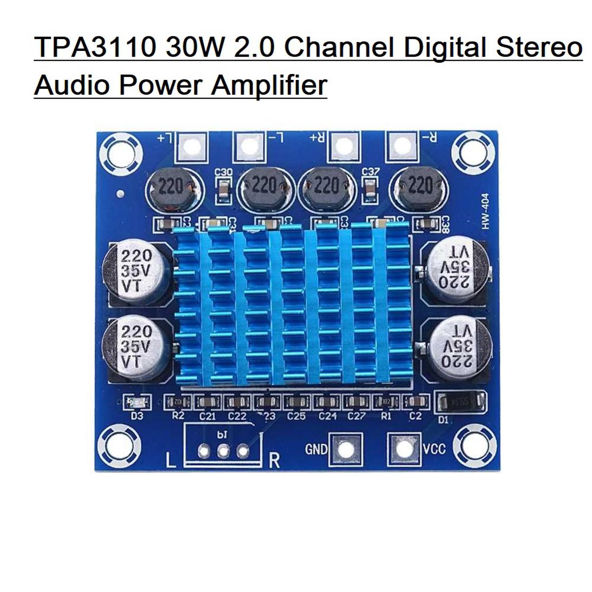 XH A232 TPA3110 30W Dual Channel Digital Audio Amplifier Board DC 8-26V 3A for Subwoofer and Speakers