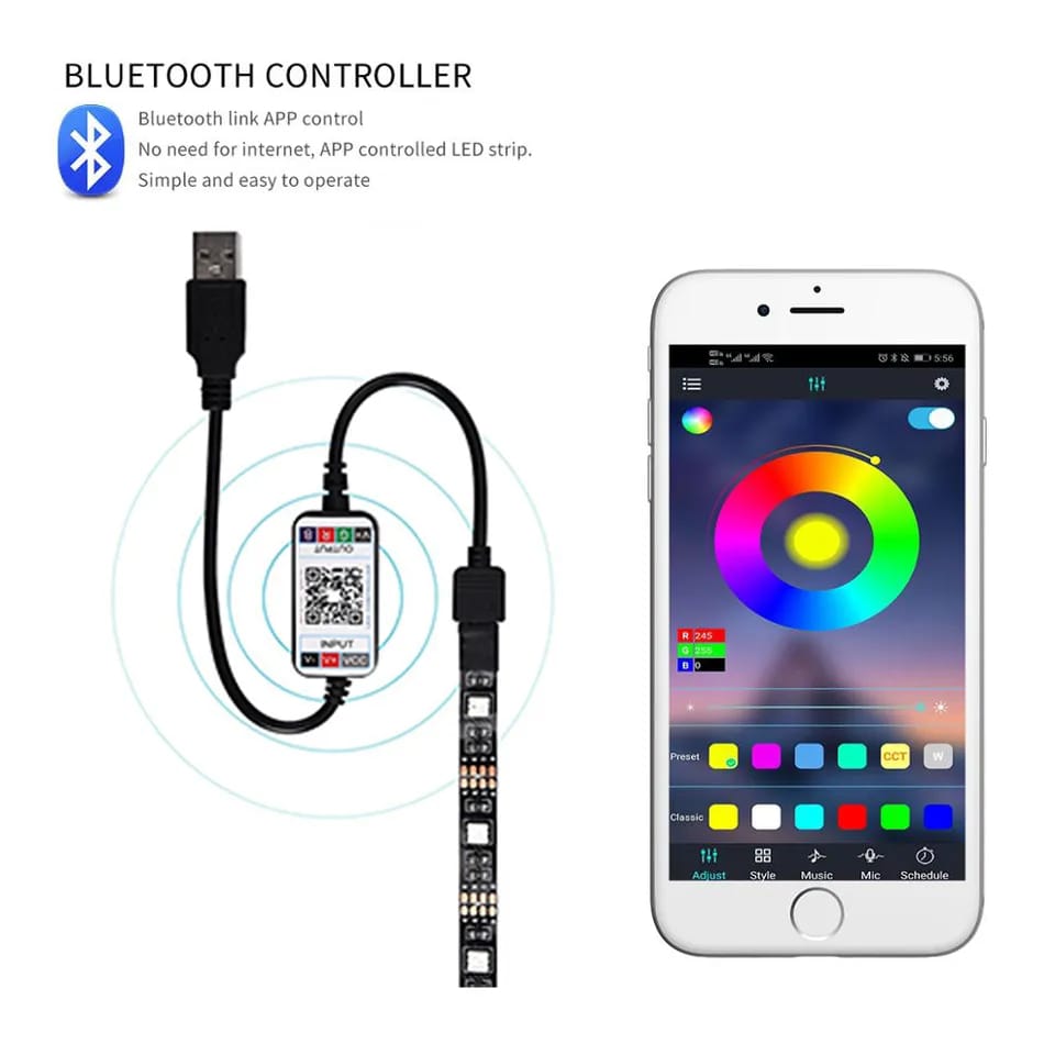 Customize Your Space with Vibrant RGB LED Strip Lights - App and Remote Control. 