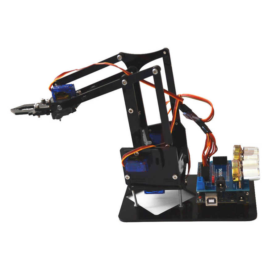 Robot arm kit do-it-yourself assembly Acrylic mechanical 4 DOF Claw Kit for Arduino Robotics SNAM1900. 
