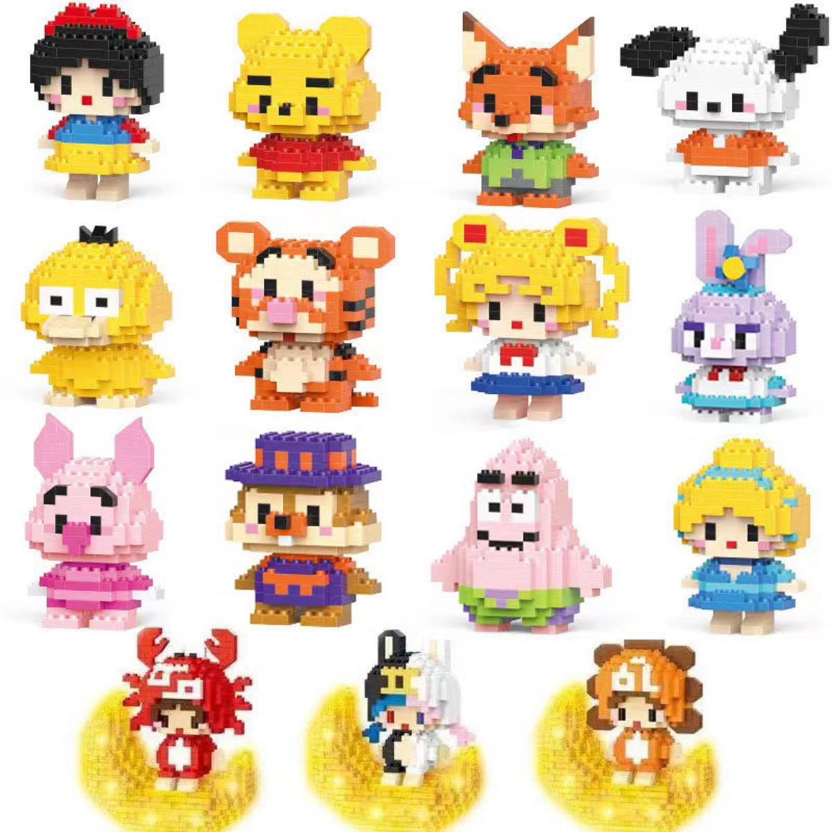Micro Particle Building Blocks Cartoon Doll Educational Assembled Toys Decoration Compatible with  Miniature Small Particle Gift