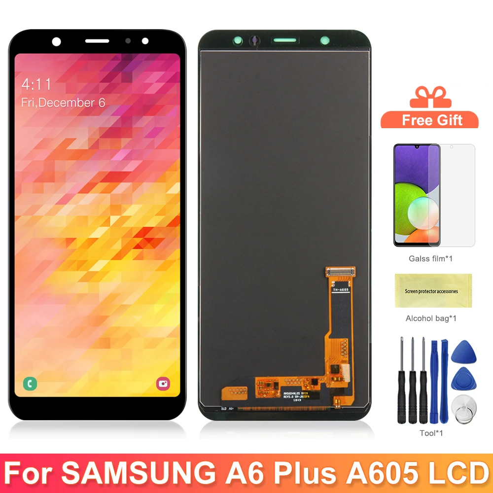 A6 Plus Display Screen For Samsung Galaxy A6 Plus 2018 LCD Display Touch Screen Digitizer Parts For Samsung A605 A605F A605FN
