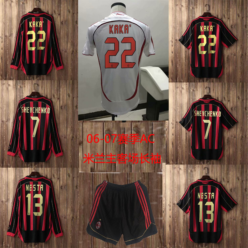 0607 AC Milan Retro Jersey Kacanesta Maldini Inzaji Pirlo Long Sleeve Football Jersey