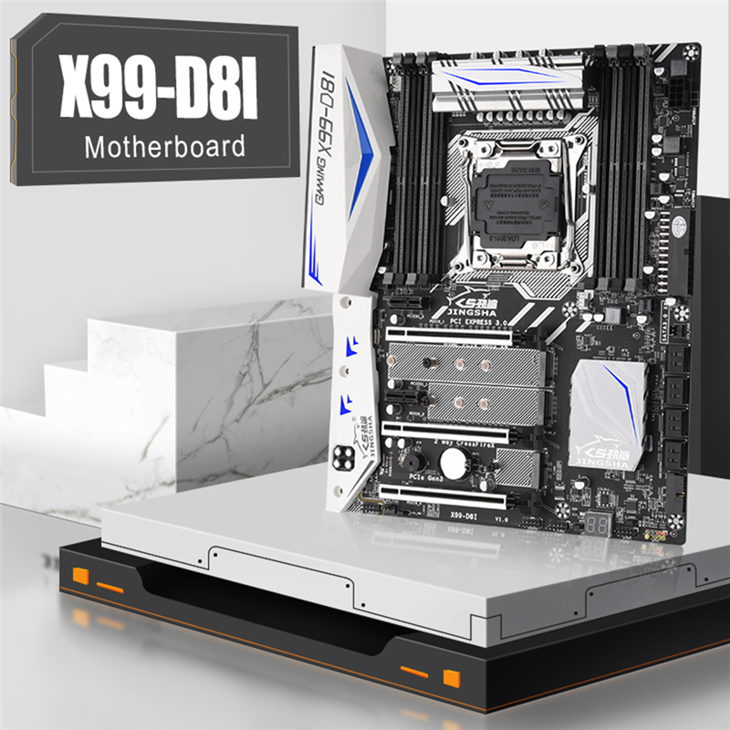 JINGSHA 1 PCS X99-D8I Gaming Motherboard DDR4 Memory Support Multiple Games M.2 WIFI Black for LGA2011-3 V3V4 Four Channel X99 Chip. 