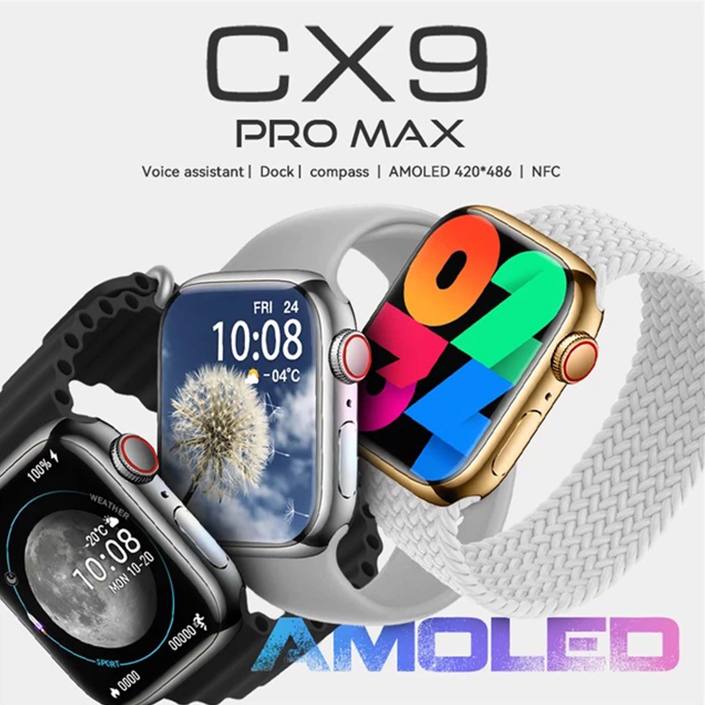CX9 Pro Max Smart Watch 2nd Gen Chat GPT 2.02inch Big Display Amoled Screen Watch Series 8 NFC Sport Smartwatch for Men and Women Up to 14 Days Standby. 
