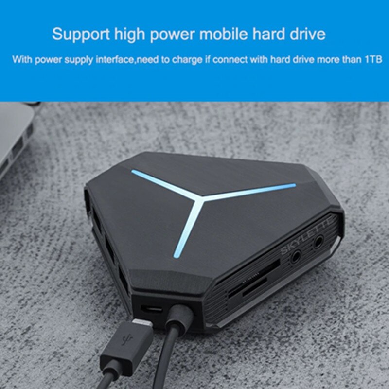 【VisioN Shop】6-Port USB 3.0 Hub Splitte Card Reader Support 7.1 Sound Card Headset Micro High-Speed Converter Drive-Free Extender. 