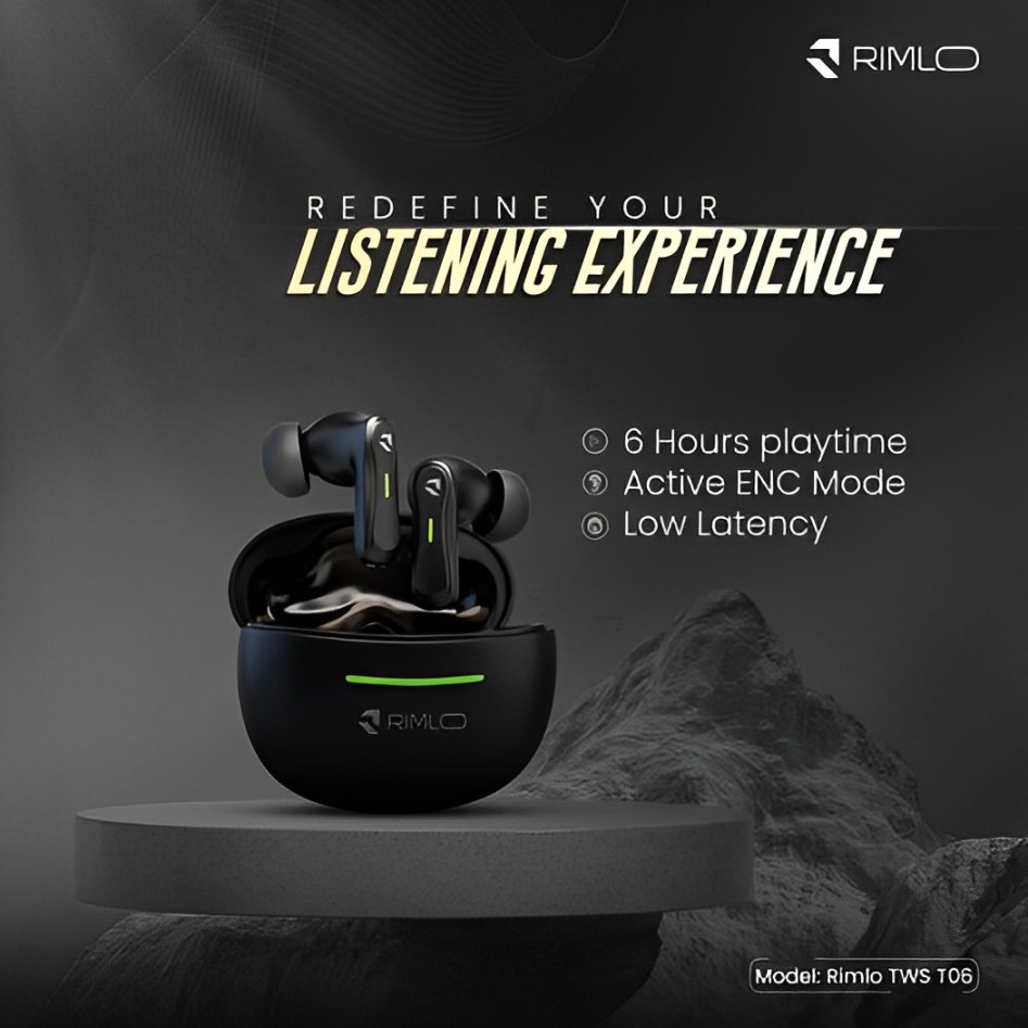 Rimlo T06 TWS Earbuds Bluetooth Waterproof Heavy Bass Earbud