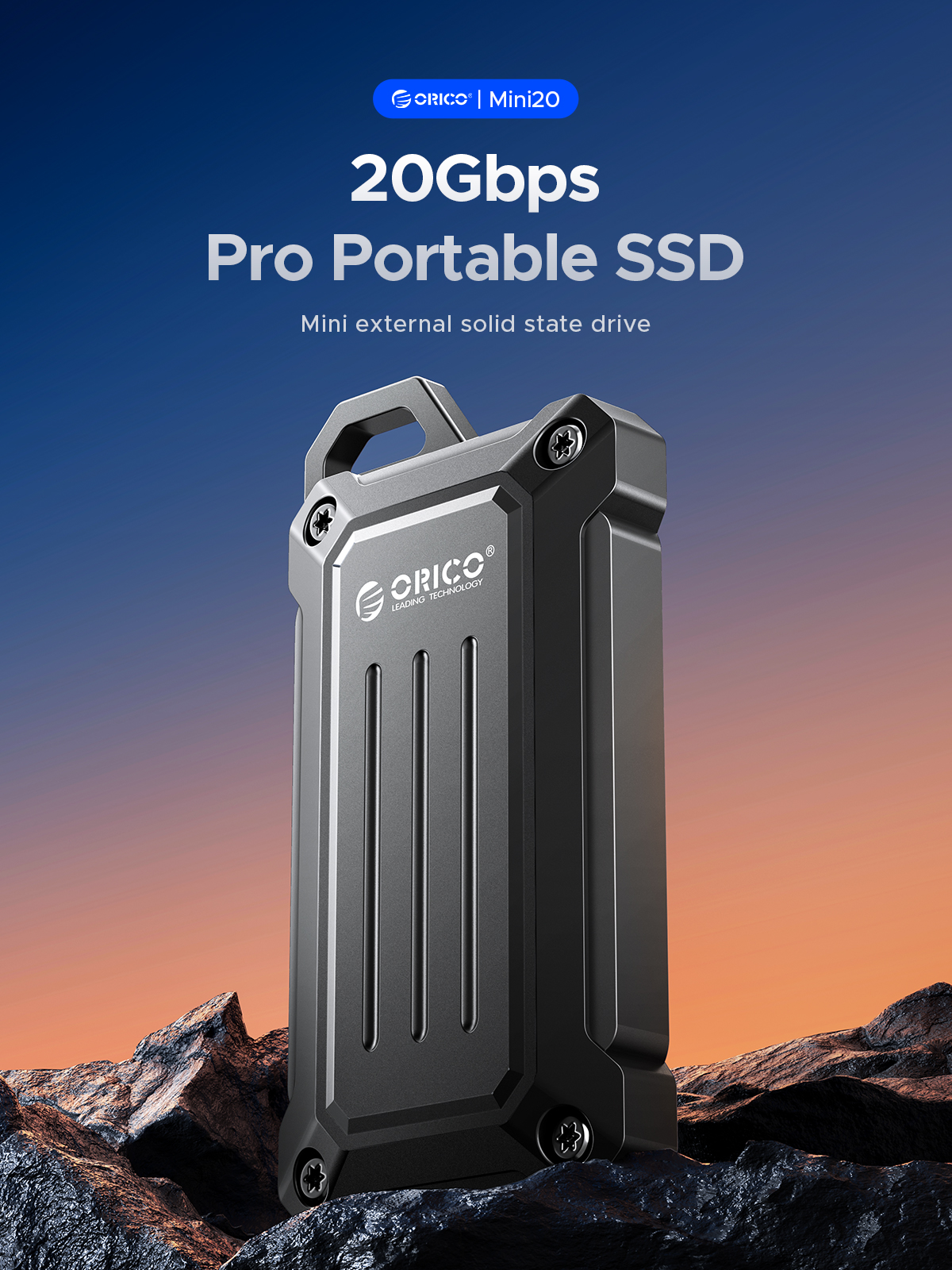 ORICO Mini Portable SSD 20Gbps External Solid State Drive USB3.2 Gen2 2TB 1TB Type- C PSSD for Outdoor Workers Photographer. 