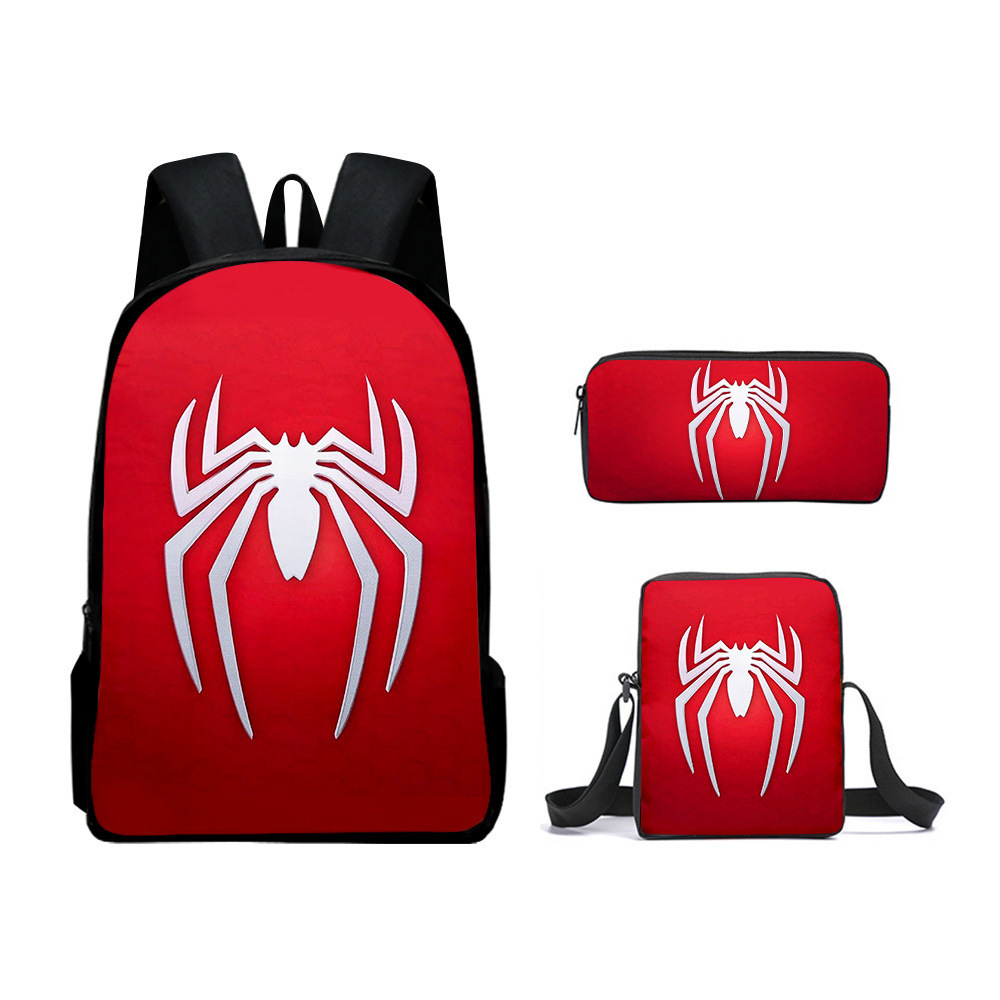 Spider-Man backpack three-piece set for elementary school students cartoon school bag, boys' backpack, superman model Spider-Man Batman