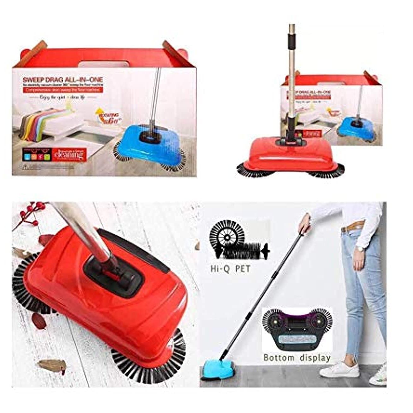 Sweep Drag All-In-One Household Hand Push Rotating Sweeping Broom