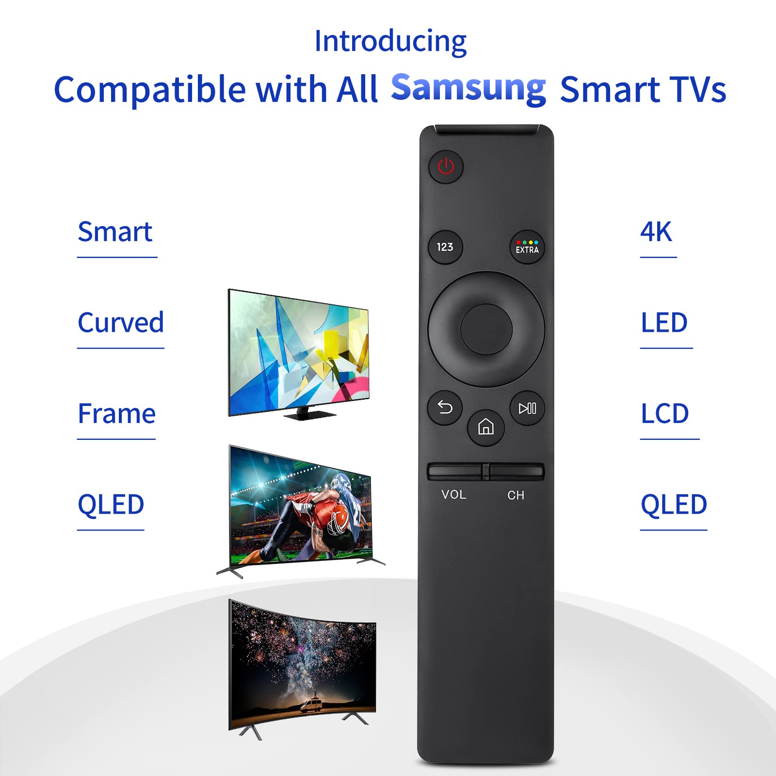 Universal for Samsung-TV-Remote-Control Replacement,Compatible with All Samsung Smart Frame Curved QLED TVs