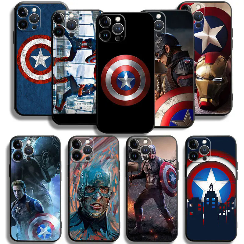 Marvel Captain America Phone Case For Apple iPhone 15 11 14 13 12 Pro Max 13 12 Mini XS Max XR X 7 8 Plus Silicone Cover Shell