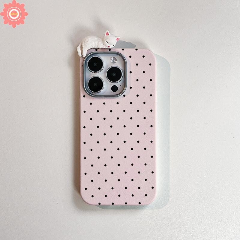 For Oppo A38 A3X A60 A16 A17 A35 A15 A18 A3 A57 A7 A55 A15s A52 A16S A5s A53 A54 A3s A12 A9 A74 A5 A76 A3 A77 A78 A31 A58 A1K A17K A79 A95 Reno 7Z Cute Wave Point 3D Doll Cat Case. 