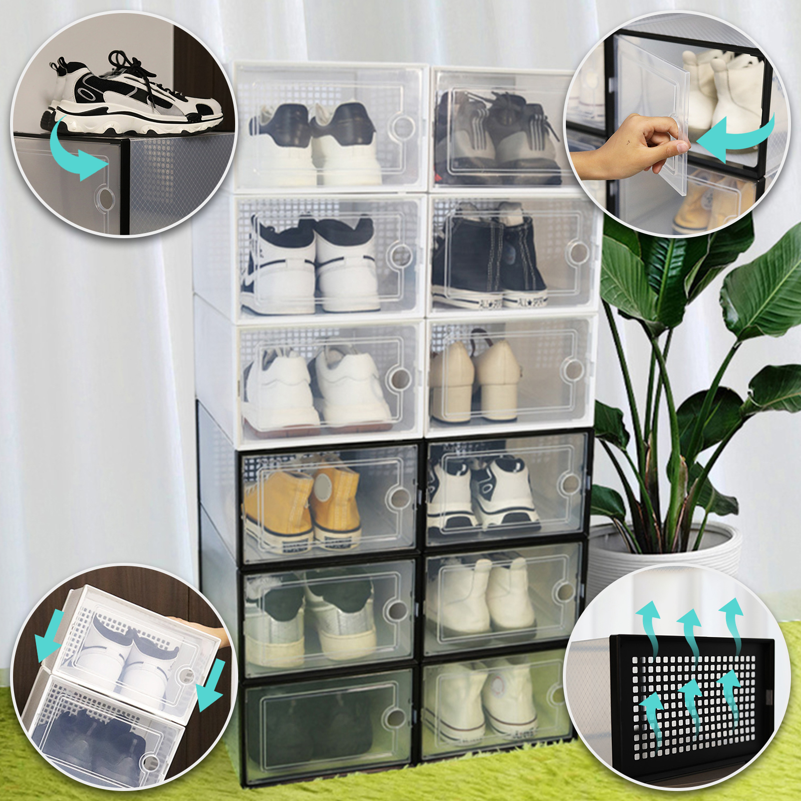 Transparent Shoe Box Maximize Storage Space with Clear Stackable Shoe Box Eco-friendly Transparent Shoes Container for Organizing Durable Shoe Boxes