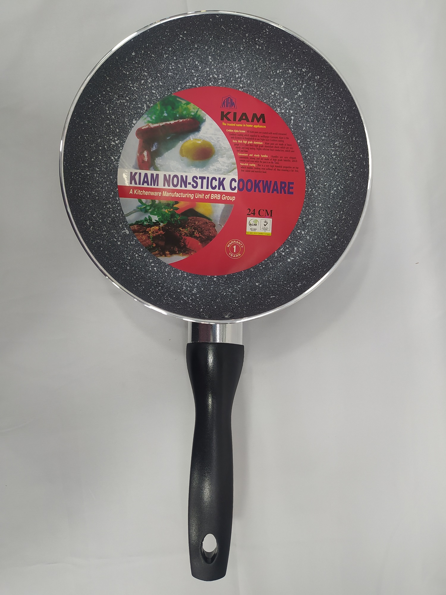 24 cm Frypan With Glass Lid. Extra More scratch-Resistant Than Ordinary Non-Stick Coating. 