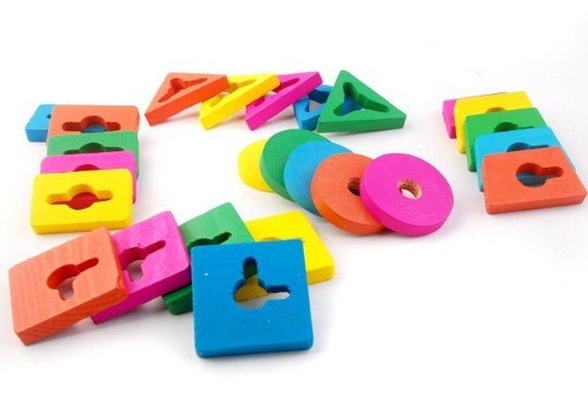 Colorful Wisdom Plate Wooden Reassemble Blocks Five Sets of Geometric Shape Matching Column Wooden Intellectual Toys. 
