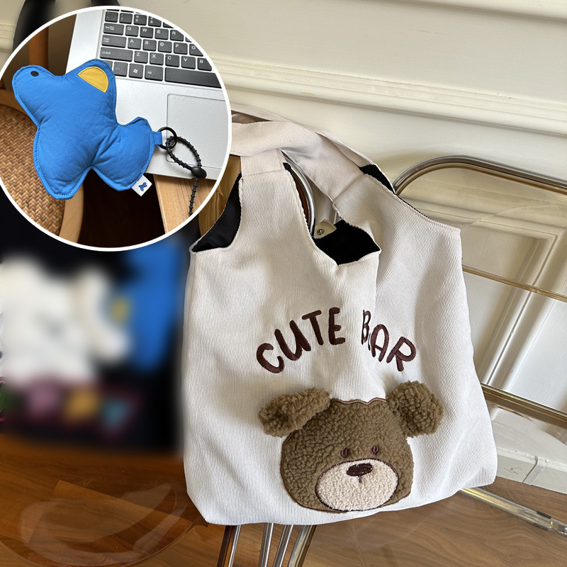 Idle Style Japanese Style Big Ears Canvas Bag Female Versatile Large Capacity Shopping Bag College Students Class Canvas Bag. 