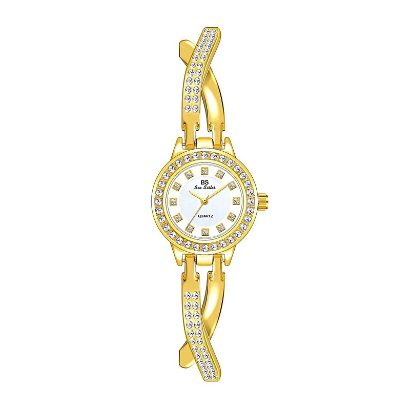 Women's Watches Fashion Silver Luxury Rhinestone Watch Women Watches Bracelet Set Gold Creative Ladies Diamond Watch