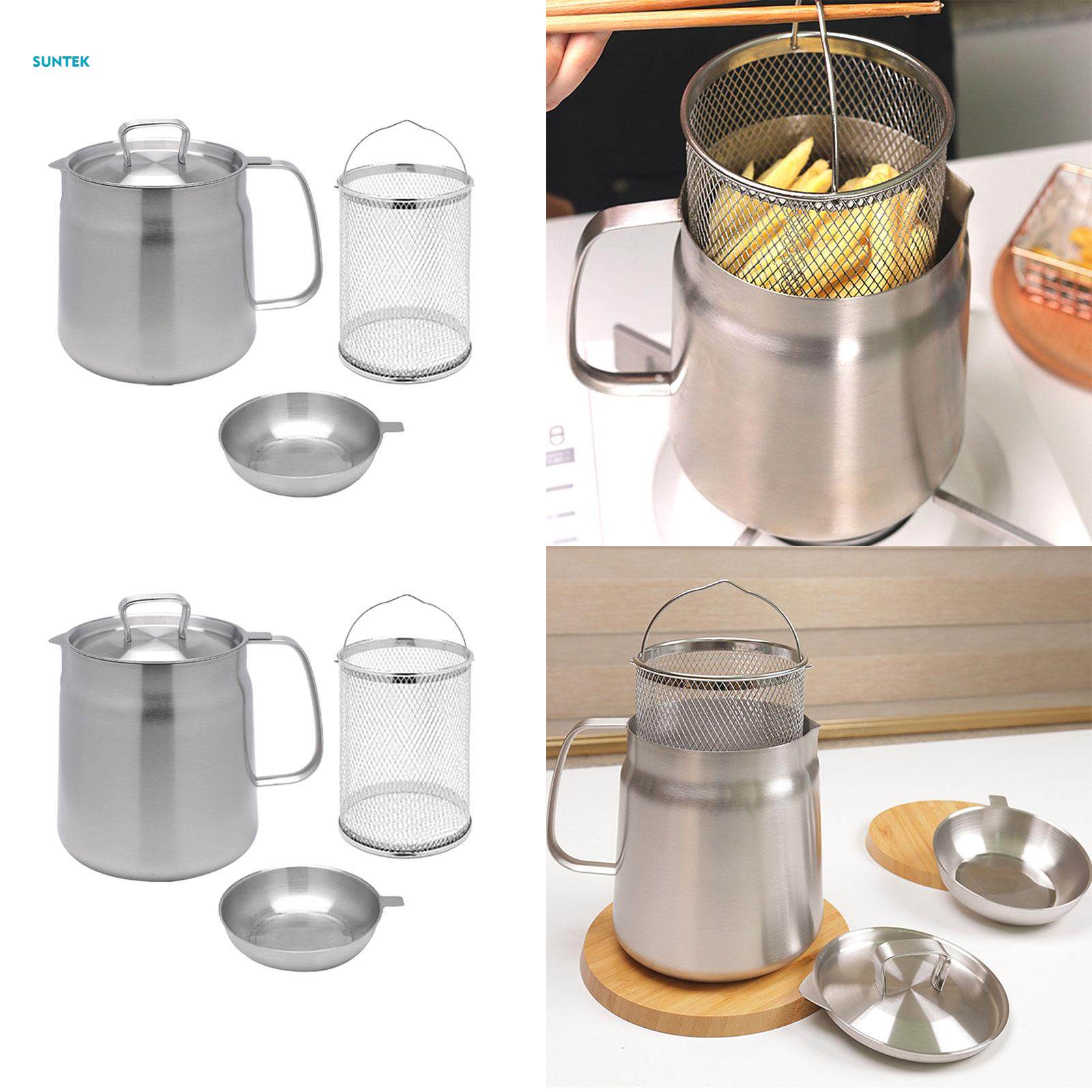 Deep Frying Pot with Strainer and Frying Basket for Fried. 