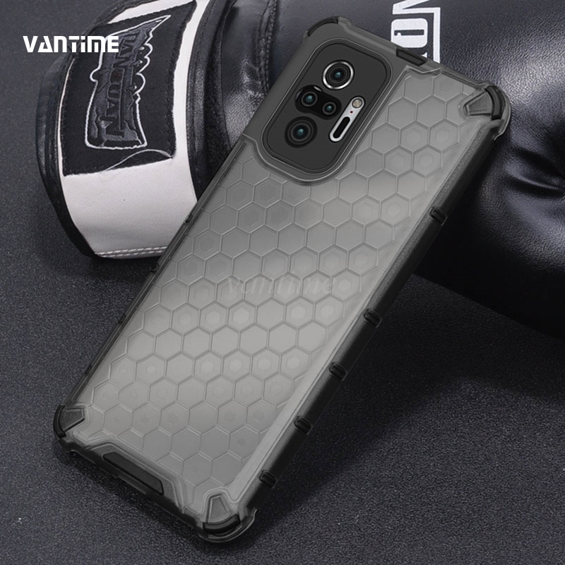 Vantime for Xiaomi Redmi Note 10 pro honeycomb case transparent back anti-fingerprint cover. 