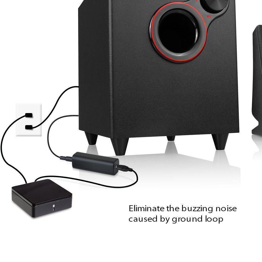 Ground Loop Noise Filter Isolator & 3.5mm Cable for Home Stereo Car Audio System. 