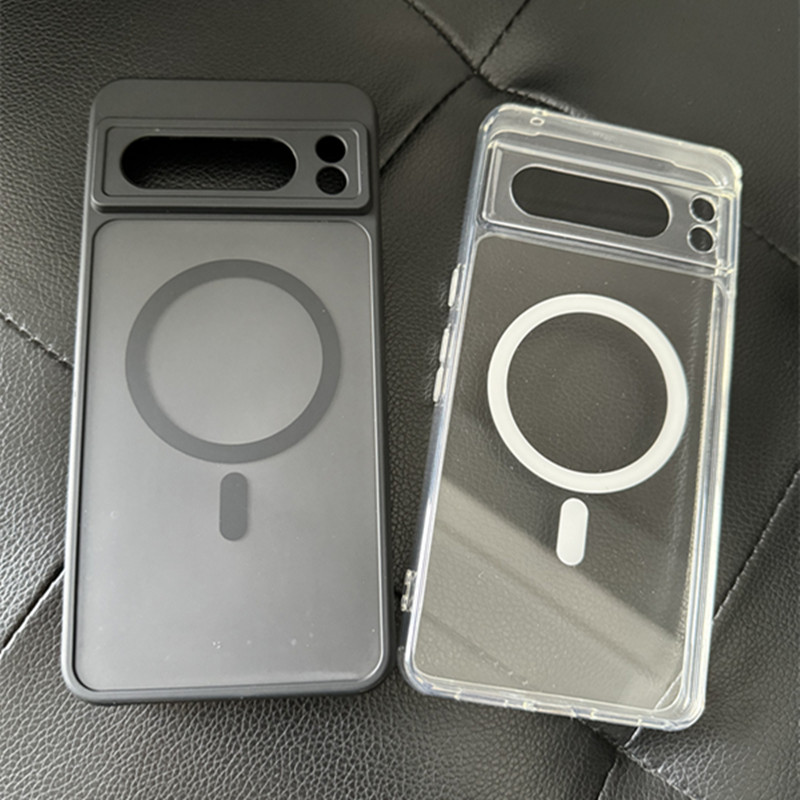 Transparent Shockproof PC+TPU Magsafe Case For Google Pixel 8 Pro Pixel8 Pro Frosted Magnetic Wireless Charging Phone Back Cover. 