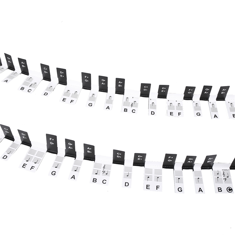 Removable Piano KEY Labels Piano Keyboard Stickers Black+White. 