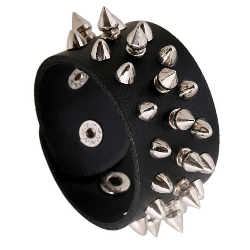 Rivet punk bracelet men's European and American fashion killer bracelet men's trendy jewelry non-mainstream leather bracelet