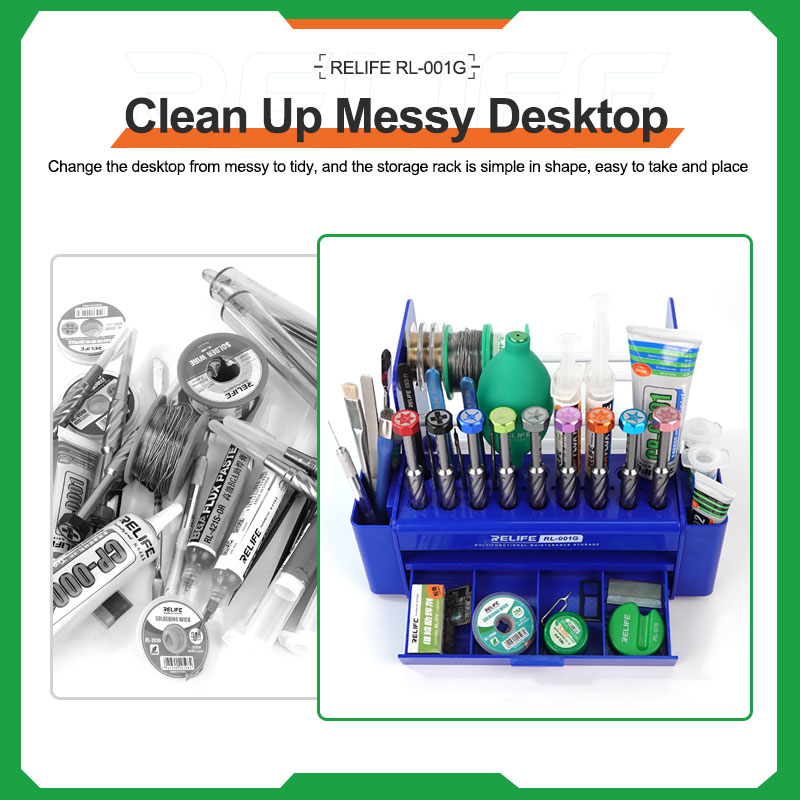 RELIFE RL-001G Multifunction Tool Storage Box Large Capacity Portable Mobile Phone Repair Tools Storage Box Organizer. 