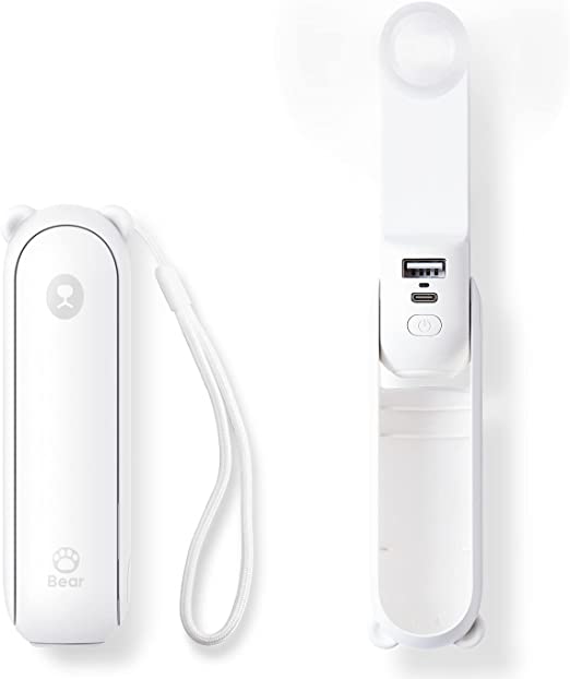 JISULIFE F8 Handheld Mini Fan 3 IN 1 Hand Fan Portable USB Rechargeable Small Pocket Fan Battery Operated Fan 14-21 Working Hours with Power Bank Flashlight Feature For Women Travel Outdoor. 
