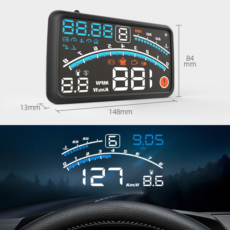 (New)4E Car 5.5 inch OBD HUD Head-up Display Support Speed Alarm / Shift Reminder / Time Display. 
