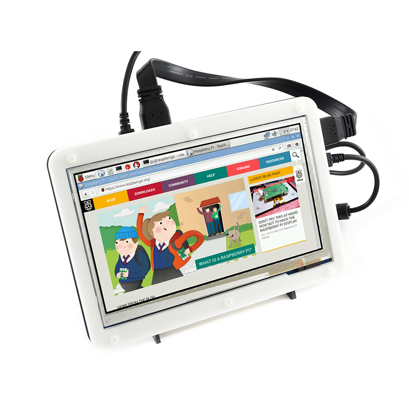 Micro Snow Raspberry Pi 5/4b/3b+7-inch HDMI capacitive screen LCD with shell display screen. 