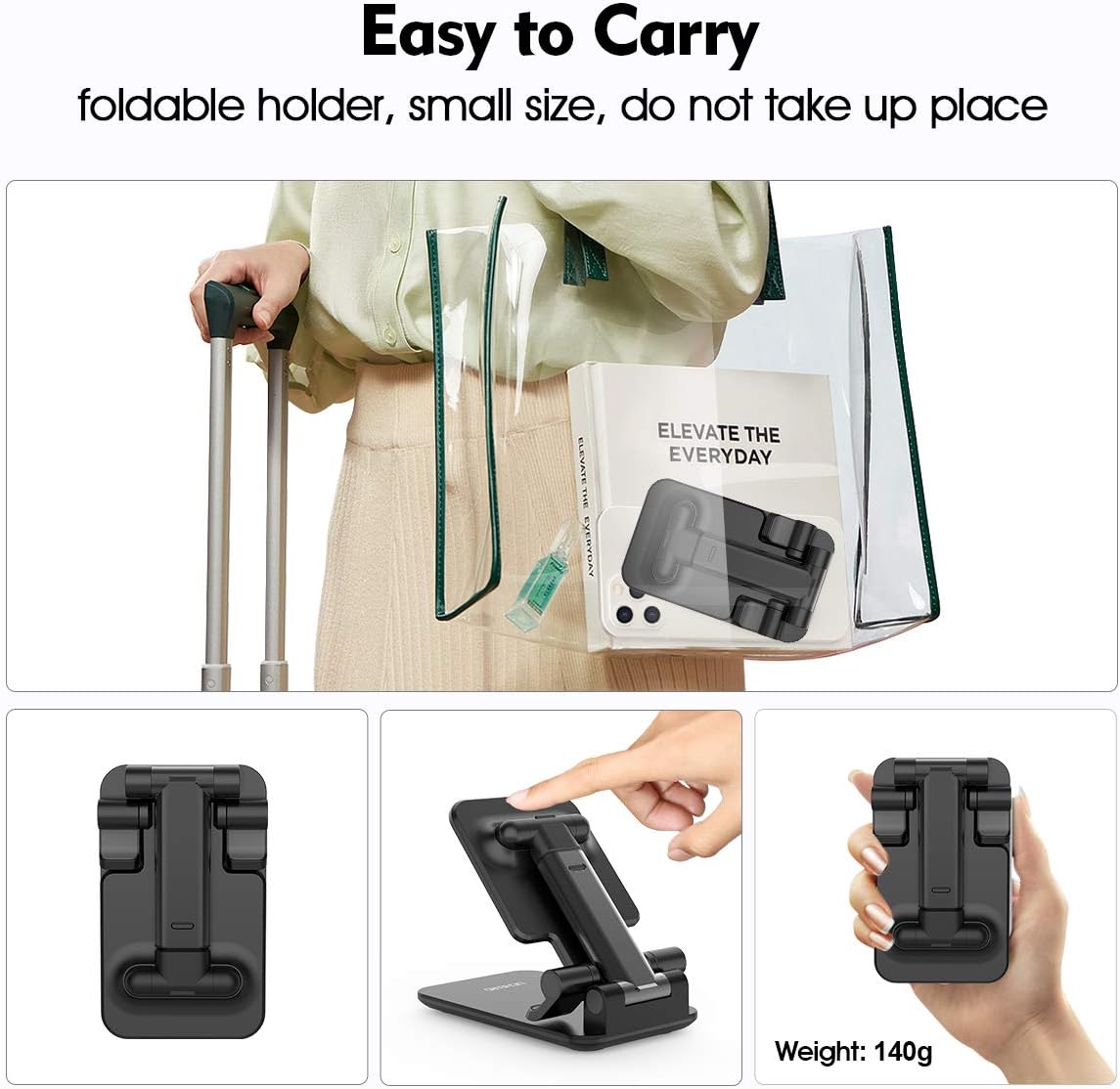 1 pcs Cell Phone Stand, Licheers Foldable Phone Holder, Angle Height Adjustable Phone Stand for Desk, Compatible with 4"-7" Devices. 
