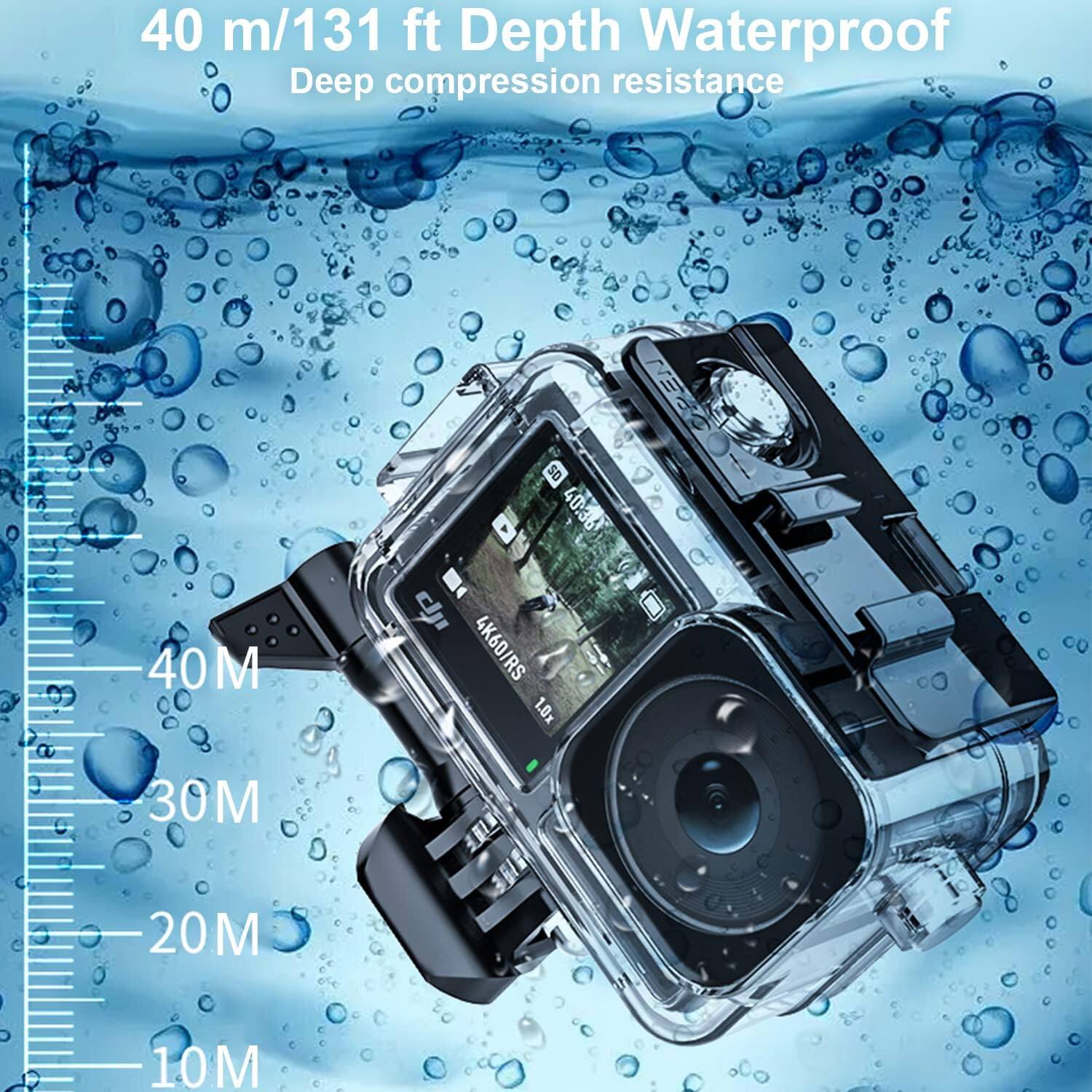 Waterproof Case for DJI Osmo Action 3 /DJI Osmo Action 4 Camera, 40M/131FT Diving Housing Protective Shell Underwater Accessories Kit. 