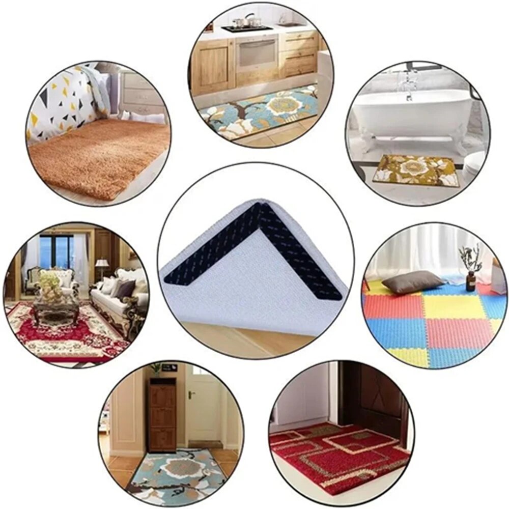 4/8/16/24Pcs Reusable Carpet Stickers Non-Slip Washable Rug Stickers Trapezoid-shape Carpet Sticker Can Be Cut. 