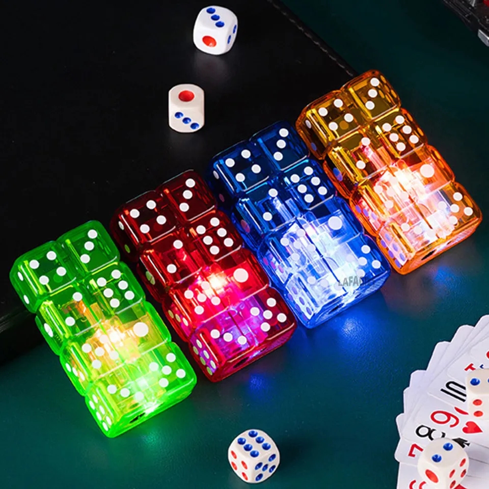 Cool Dice Lighter Red Fire Jet Flame Butane Torch LED Colorful Flash Windproof Gas Lighter. 