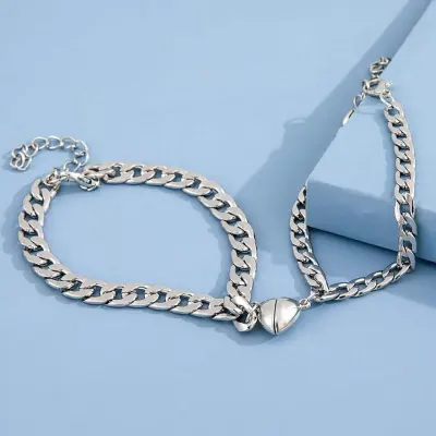 1 Pair Heart Magnet Couple Bracelet for Women Men Fashion Charm