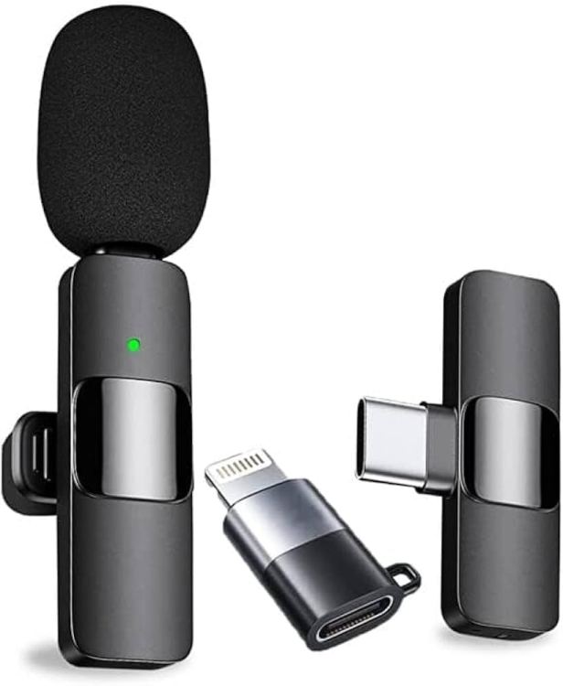 Iphone Or Android Phone Type C K-8 Wireless Microphone Authentic For-Black. 