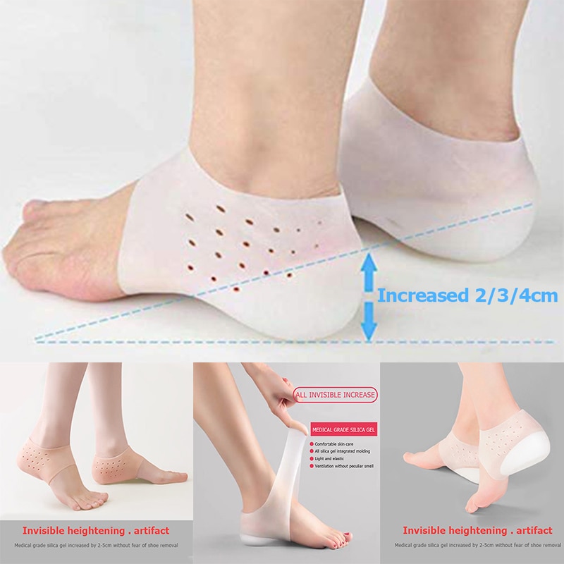 1 Pair UniInvisible Height   Increase Silicone Foot Socks Insoles 2CM 3CM 4CM Upgrade Soft Socks Shoes Pad Dropshippi. 
