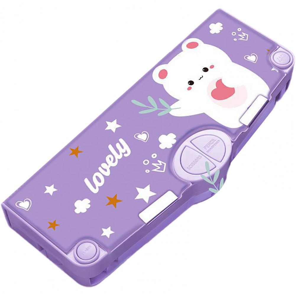 Innovative Pencil Box School Timetable Tidy Name Tag Cartoon Astronaut Pattern Student Double Layer Stationery Holder. 