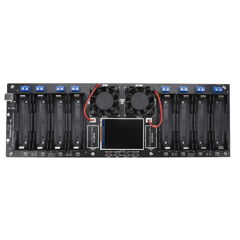 8-Channel 18650 Lithium Battery Capacity Tester Module MAh MWh Digital Battery Power Detector Module Type-C