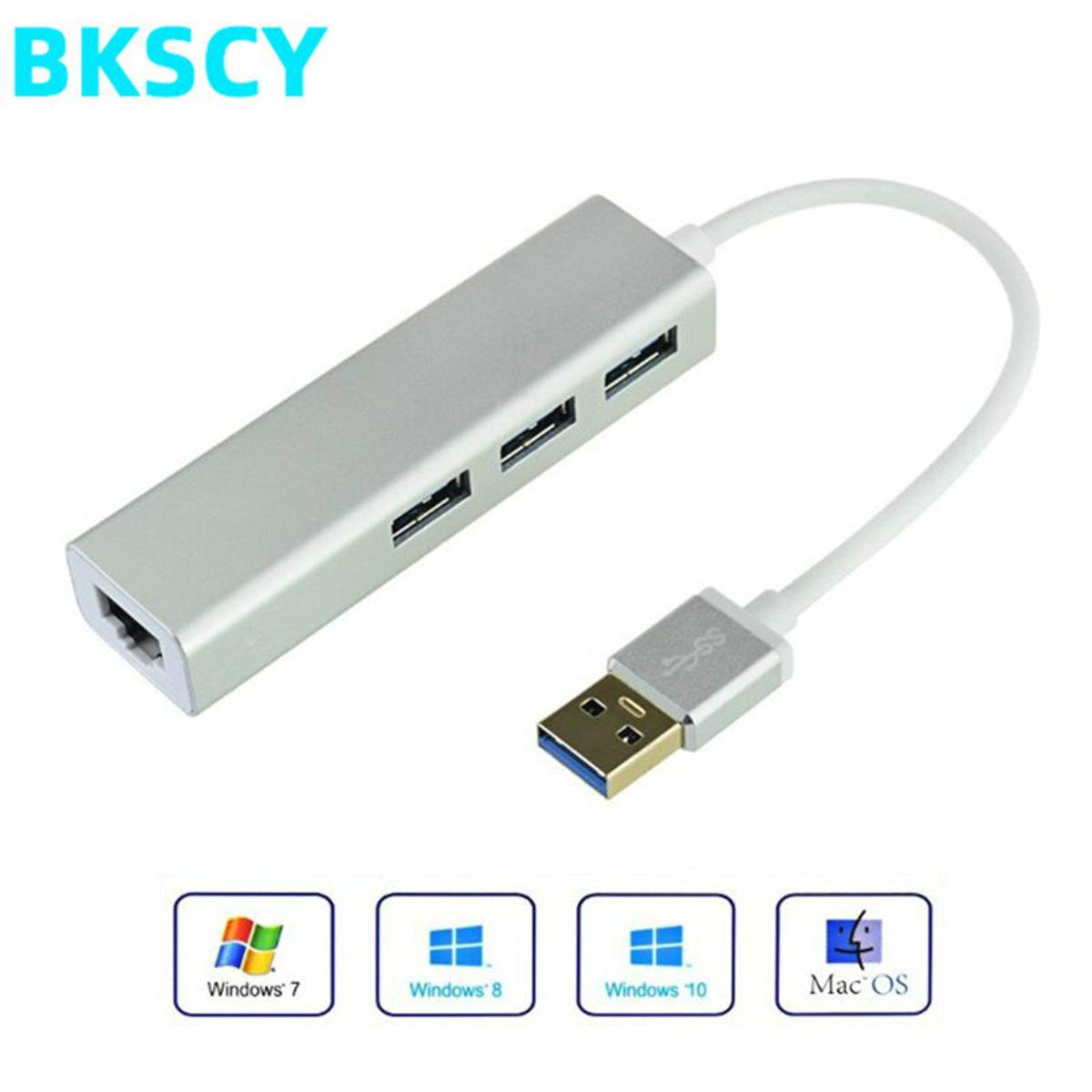 【VisioN Shop】Bkscy 3.0 Hub USB Ethernet Adapter Ports USB to 1000Mbps Lan Network Card for Macbook pro Mac Desktop USB Ethernet