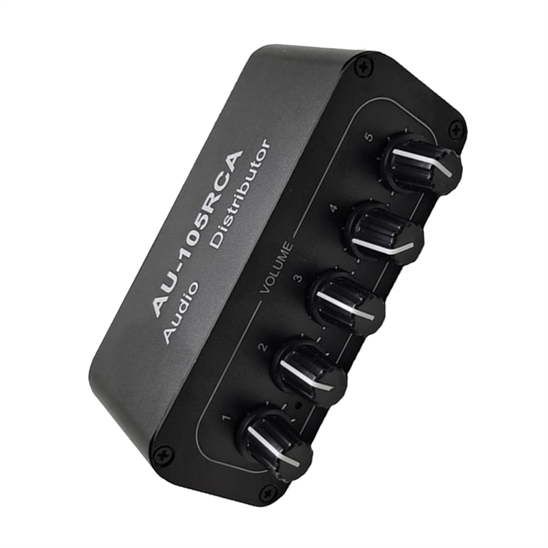 5CH Audio Distributor Stereo Audio Mixer 1 Input 5 Output RCA Splitter for Power Amplifier Active Audio Durable Easy to Use. 