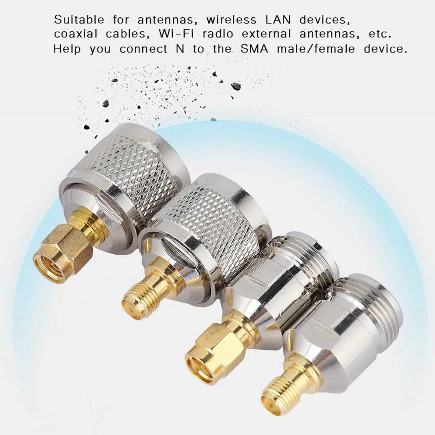 4× SMA to N Adapter Male/Female RF Coaxial Connector 50 ohms. 