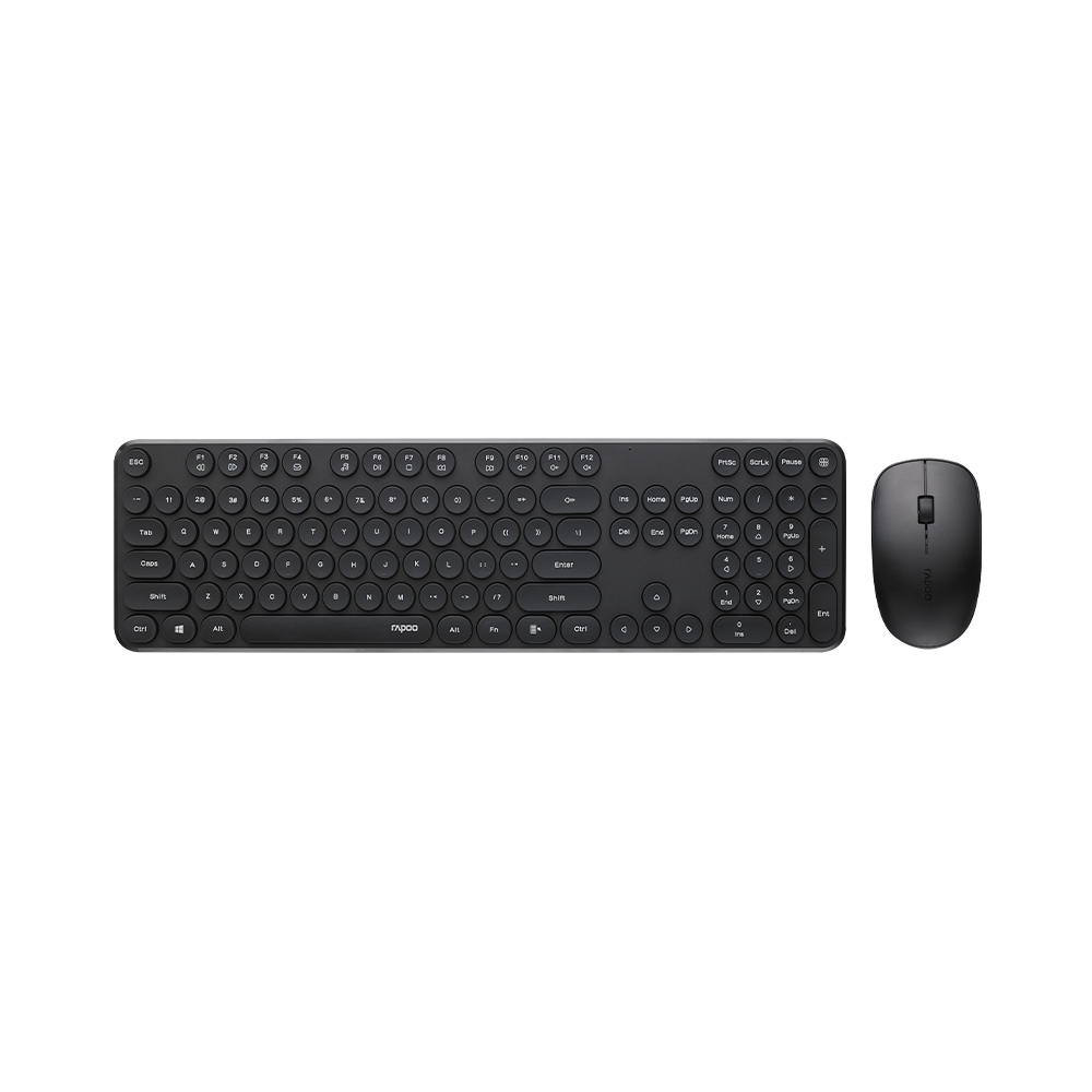 Rapoo X260S 2.4G Wireless Optical Mouse & Keyboard Combo Round keycaps with chocolate keys 1000DPI tracking engine Up to 12 months battery life