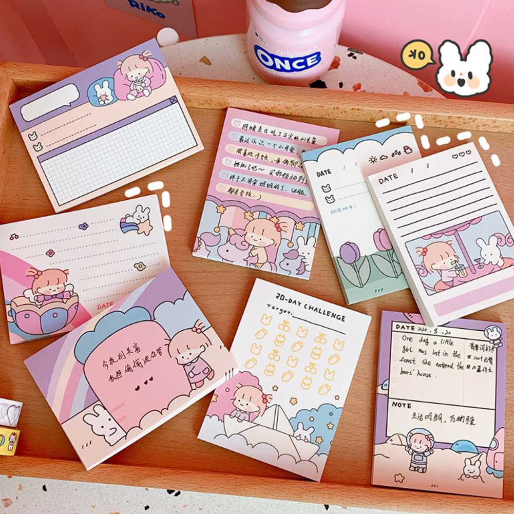 SF Cute 50 Sheets Girls Paper Memo Pads Notepad Student Sticky Notes To Do List Weekly Planner Stickers Korean Stationery. 