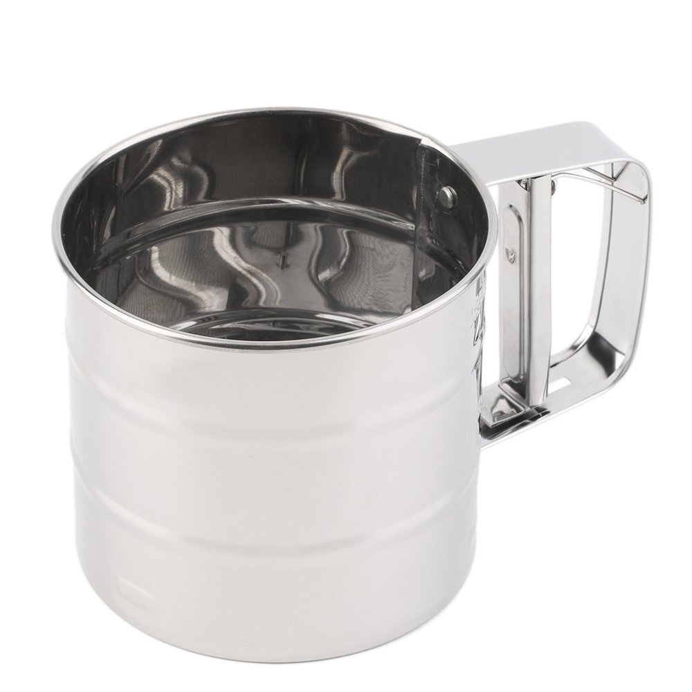 Stainless Steel Mesh Flour Sifter Mechanical Baking Icing Sugar Shaker