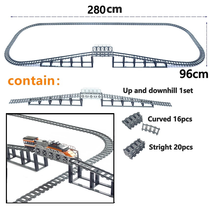NEW City Trains Flexible Tracks Soft Straight Curved Rails Switch Building Block Creative Models Tailways Toys For Kids Gifts. 