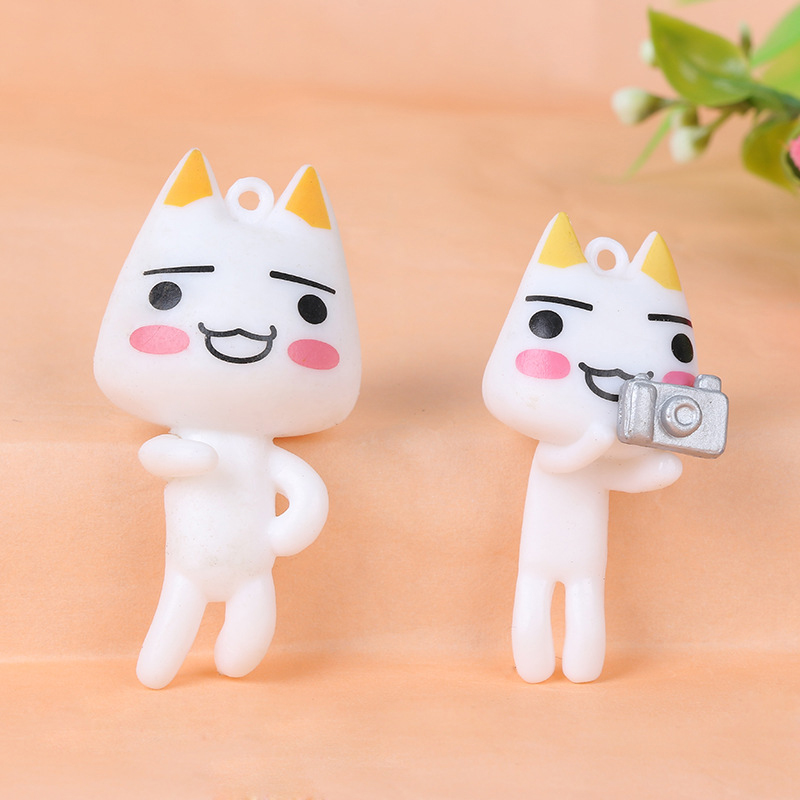 10Pcs Kawaii Toro Inoue The Cat Cute Action Anime Figurines Car Interior Ornament Keychain Charm Pendant Toys. 