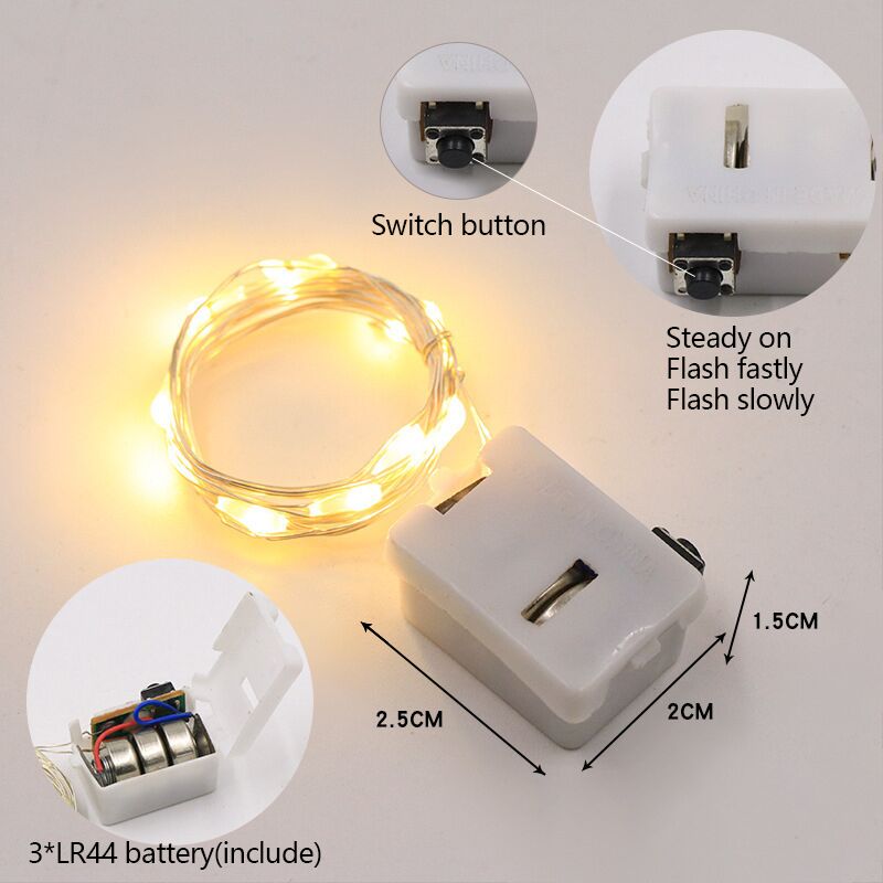 2M 20Led Mini Micro Copper Wire Light Battery Operated Led Strip String Fairy Lights